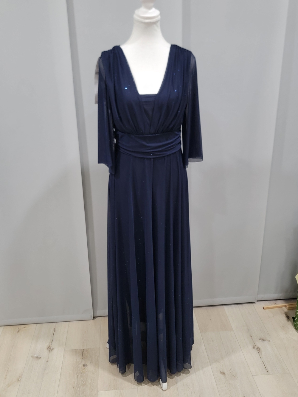 Joseph Ribkoff Navy Maxi Dress with Draped Bodice